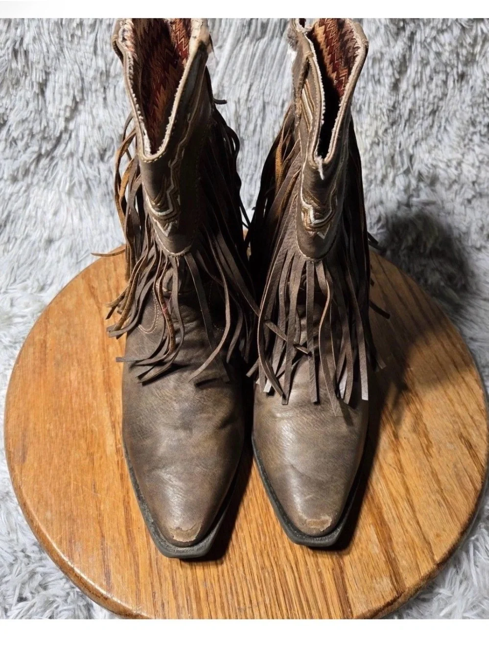 Girls Roper Brown Fringe Western Ankle Cowboy Boots